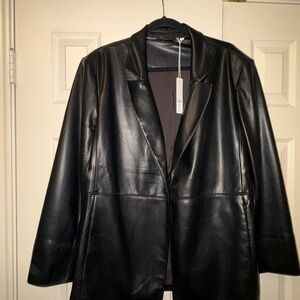 Chico’s Black Faux Leather Blazer